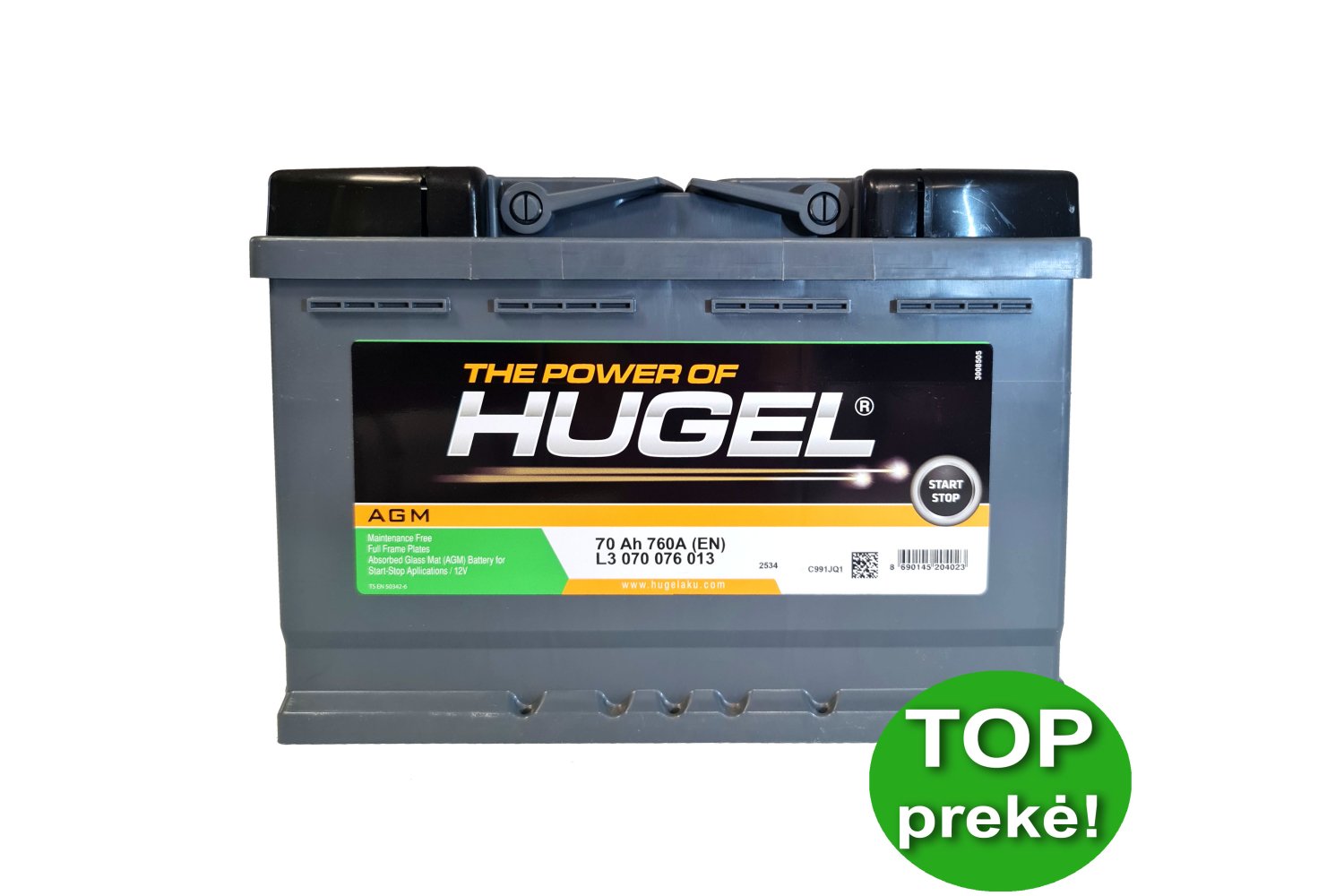 Hugel 70 Ah 760 A AGM