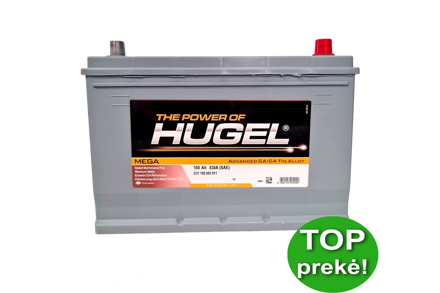 Hugel 100 Ah 830 A Japan - / +