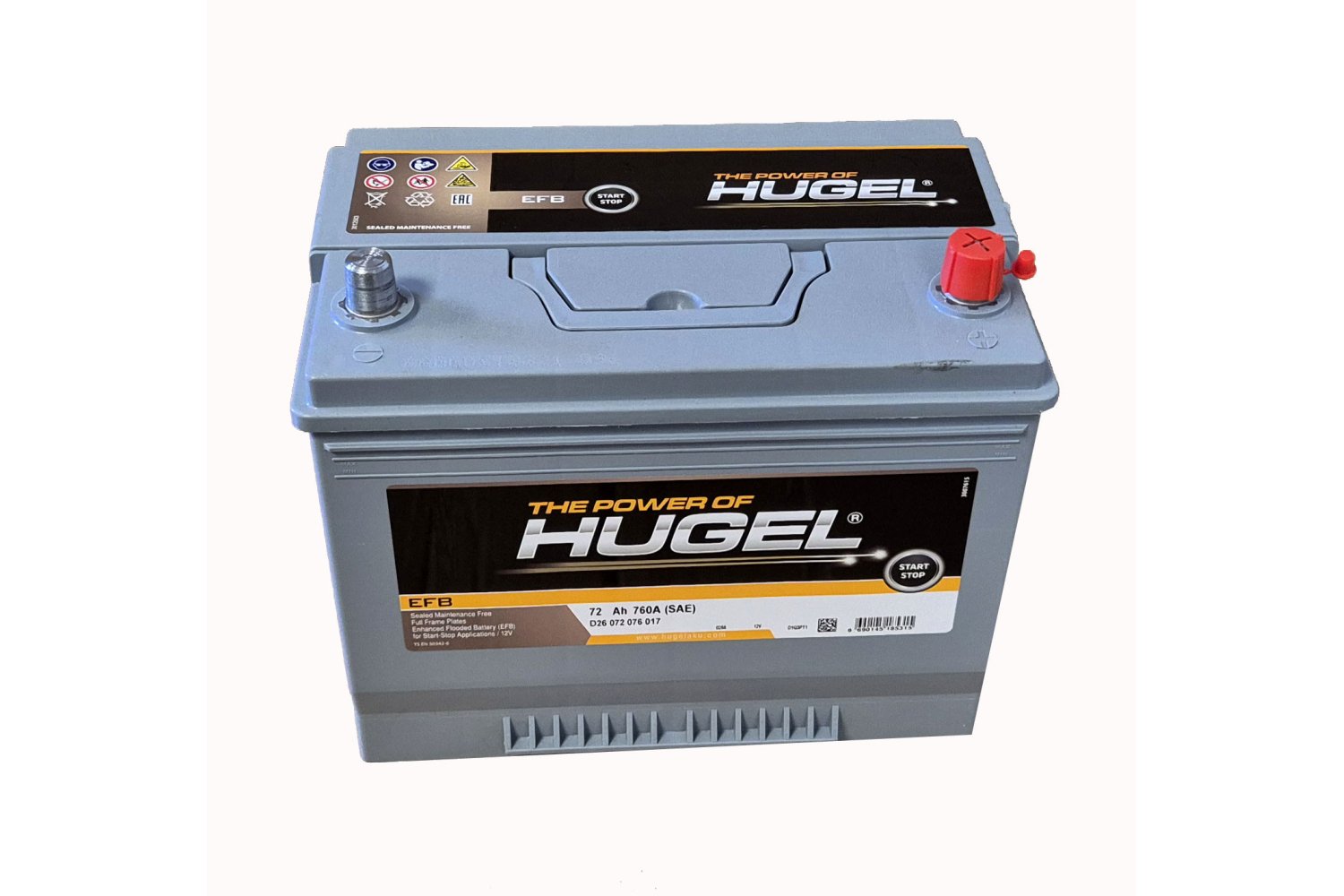 Hugel 72 Ah 760A EFB -/+